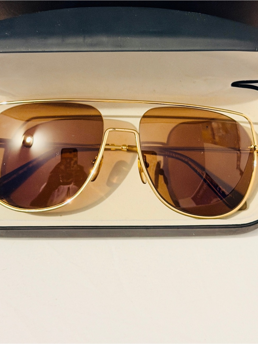 Alexander McQueen Gold Frame Sunglasses with Brown Gradient Lenses